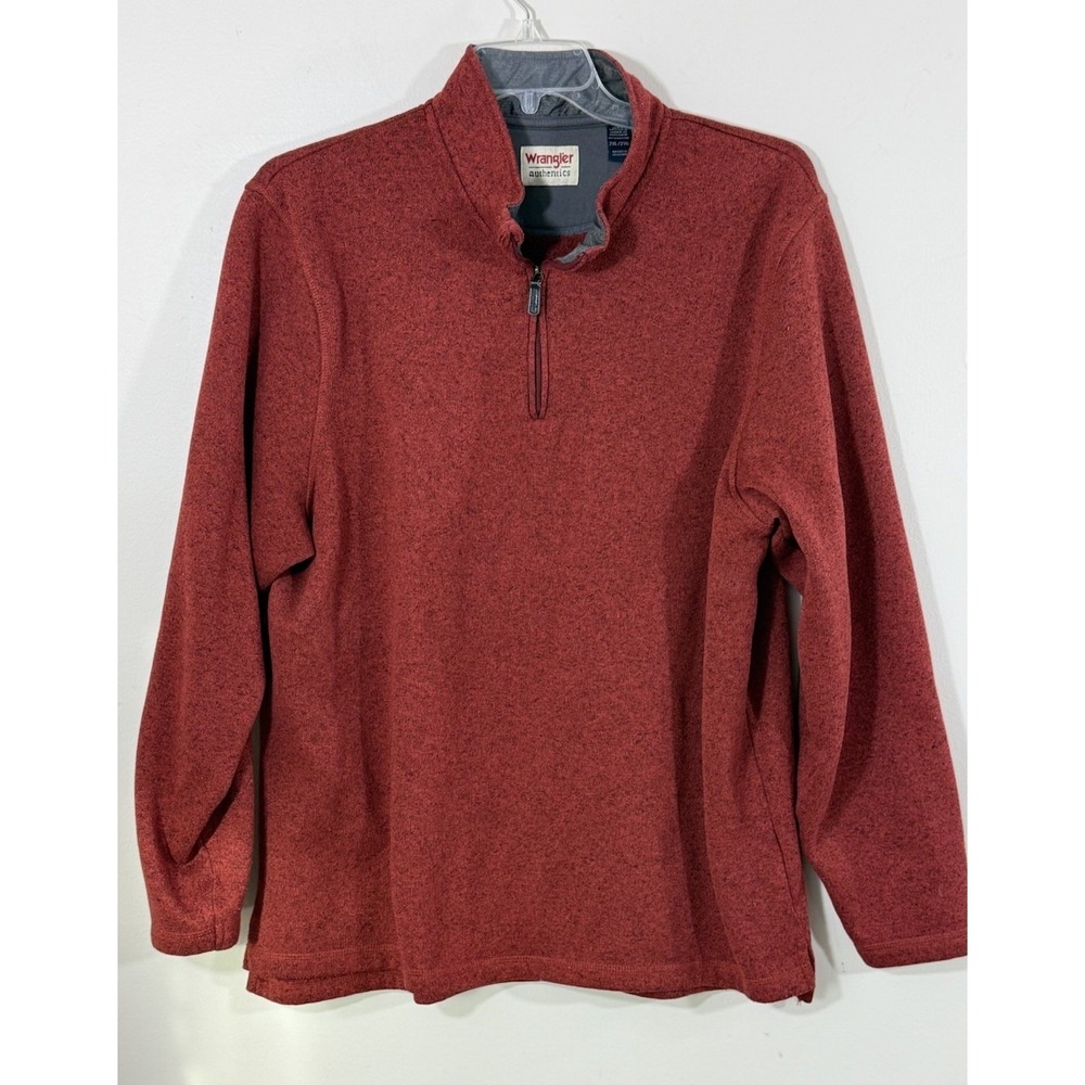 Wrangler Authentics Quarter Zip Pullover Men's 2XL Red Fleece Casual Outdoor